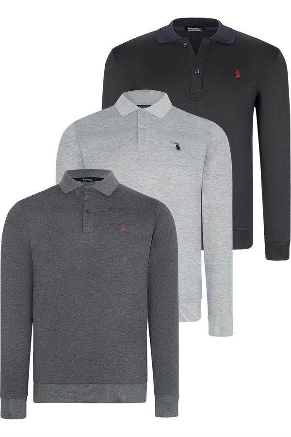 dewberry TRIPLE SET V4007 DEWBERRY MEN'S SWEATSHIRT-NAVY-ANTHRACITE-GREY