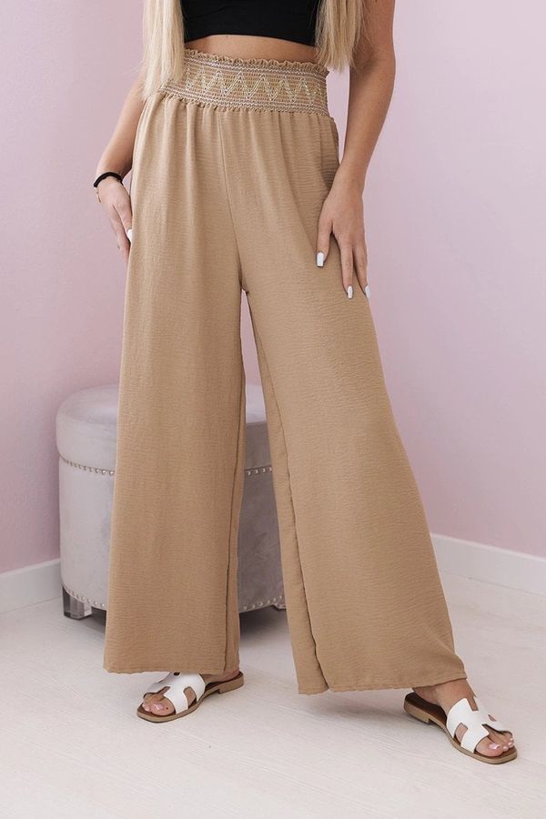 Kesi Trousers with wide elastic waistband camel