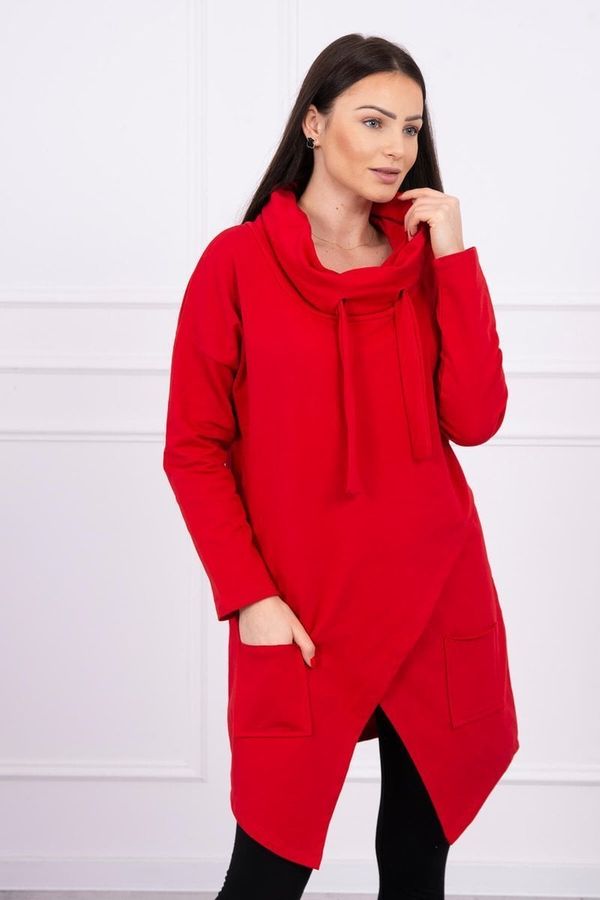 Kesi Tunic with a clutch on the front Oversize red