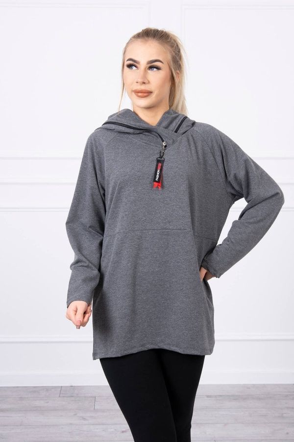 Kesi Tunic with zipper on hood Oversize graphite