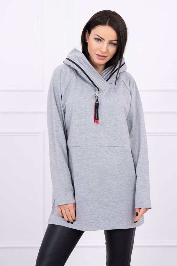 Kesi Tunic with zipper on hood Oversize gray