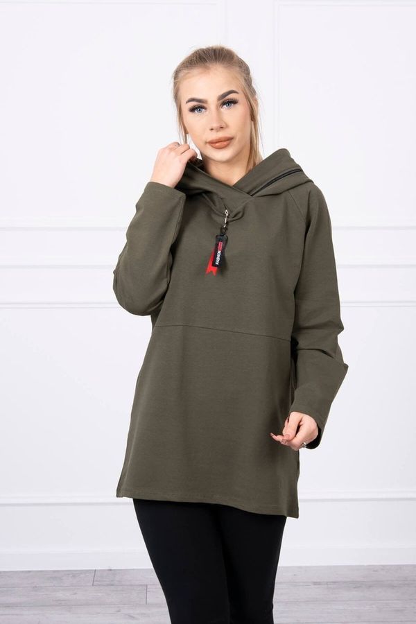 Kesi Tunic with zipper on hood Oversize khaki