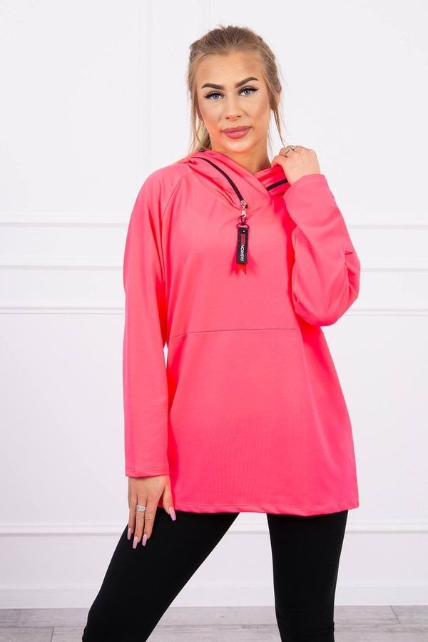 Kesi Tunic with zipper on hood Oversize pink neon