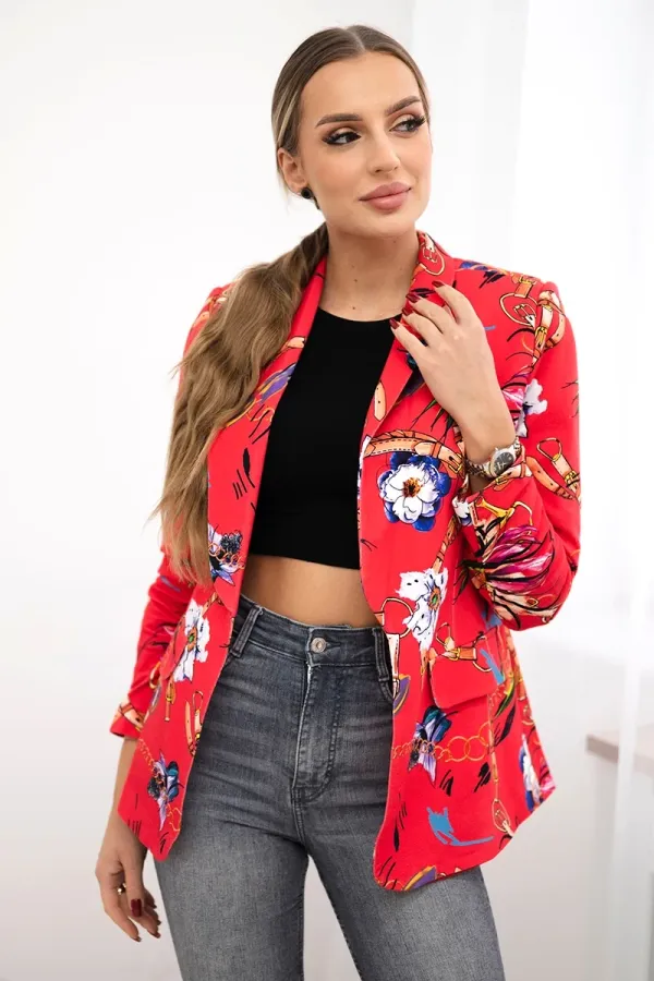 Turecki Turecki Cotton jacket with a colorful print raspberry