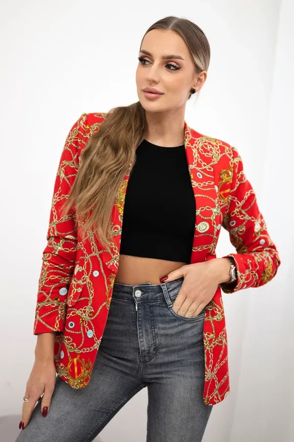 Turecki Turecki Cotton jacket with a colorful print red