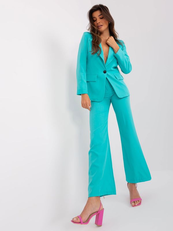 Fashionhunters Turquoise elegant blazer with button closure