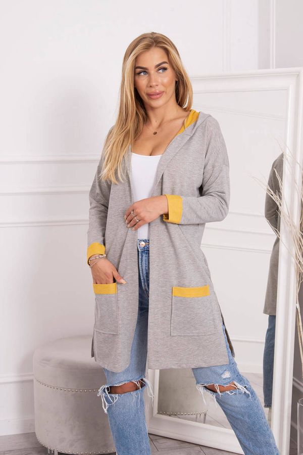 Kesi Two-tone cape with hood mustard+grey