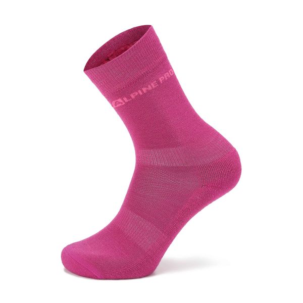 ALPINE PRO Unisex merino wool socks ALPINE PRO KLAMO fuchsia red