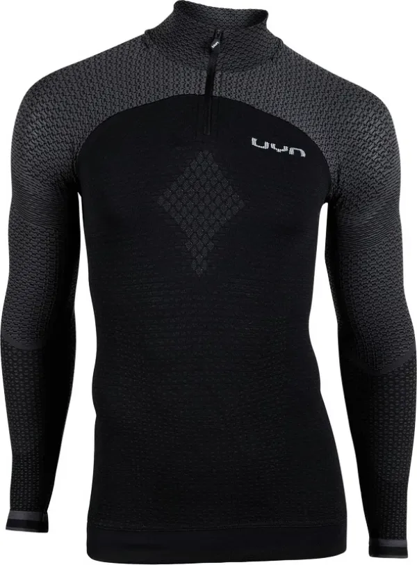 UYN UYN Men's Running Alpha OW Shirt LS Zip Up - Black-Grey, S