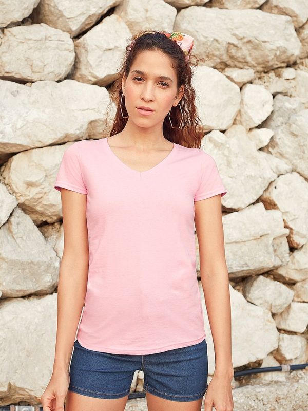 Fruit of the Loom V-neck Women's Pink Valueweight Fruit of the Loom