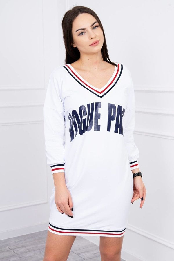 Kesi V-Necked Dress Paris white+navy blue