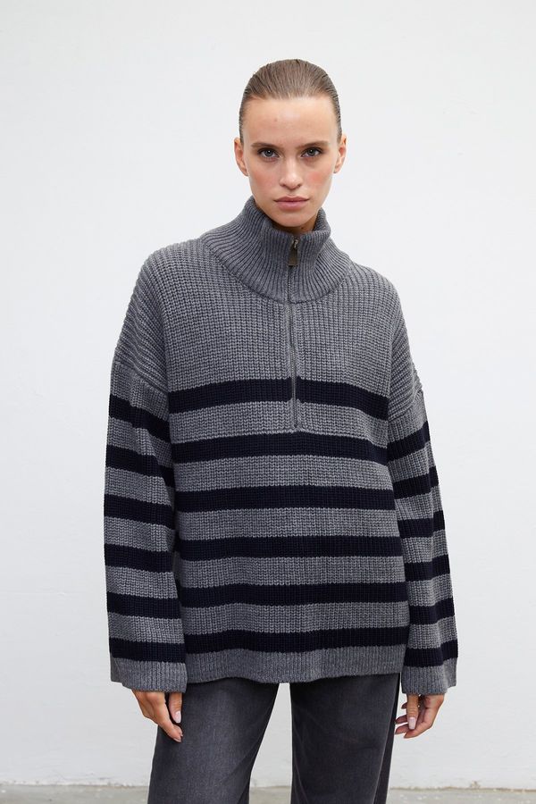VATKALI VATKALI Half turtleneck zipper sweater gray