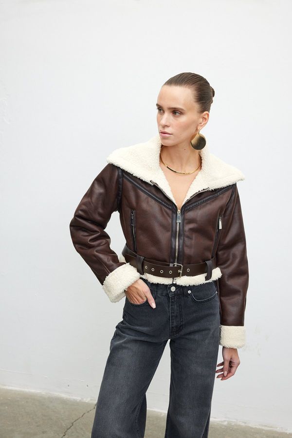VATKALI VATKALI Leather jacket with faux für lining