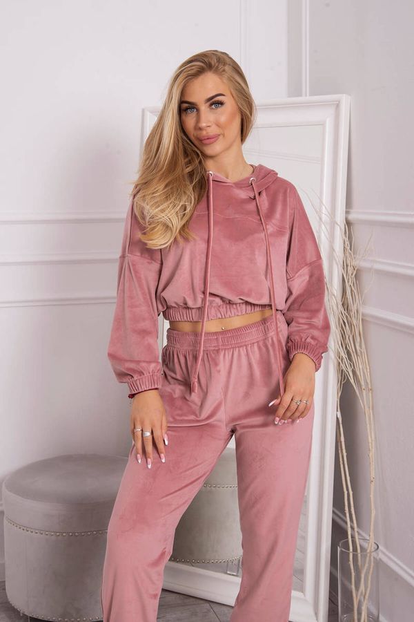 Kesi Velour Hooded Set - Dark Powder Pink