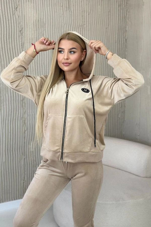 Kesi Velour set sweatshirt + trousers beige