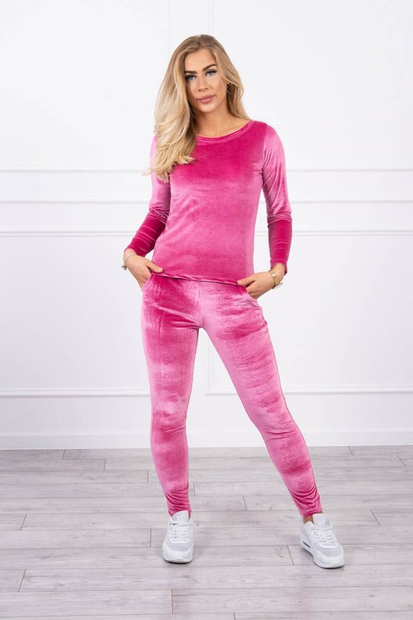 Kesi Velour set with ruffles at the back fuchsia