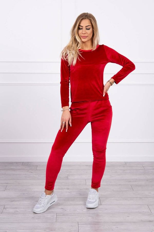 Kesi Velour set with ruffles at the back red