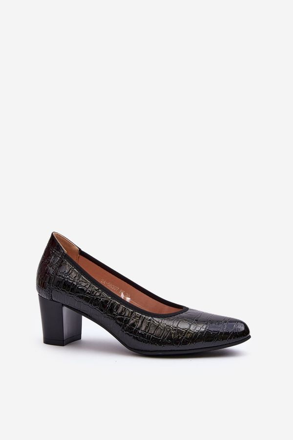 VINCEZA VINCEZA Black Embossed Patent Leather Pumps Cynania