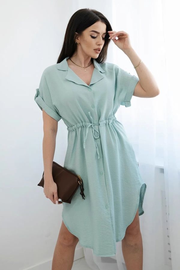 Kesi Viscose dress with a tie at the waist dark mint