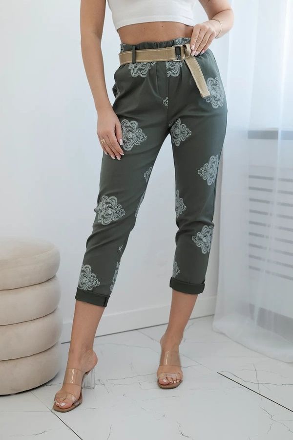 Kesi Viscose trousers with khaki print