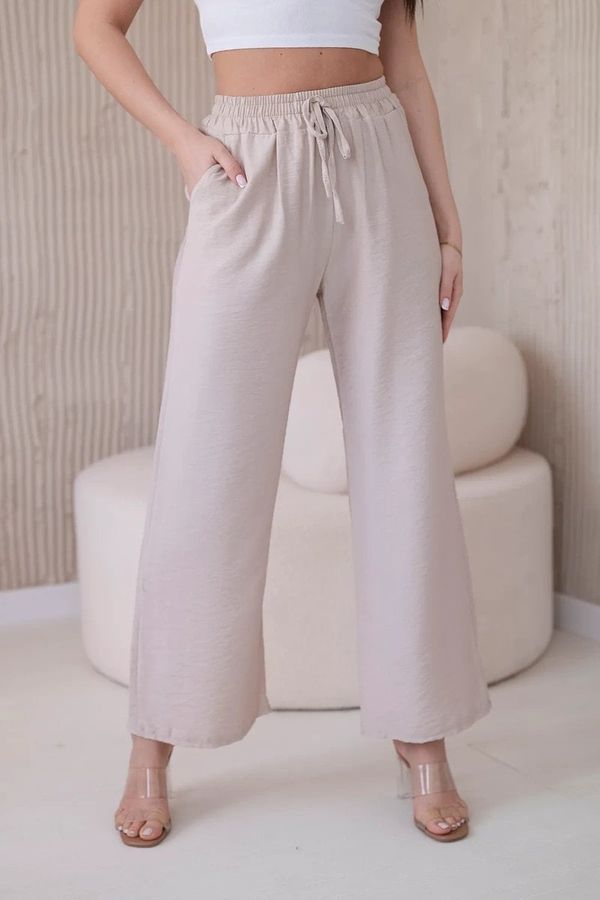 Kesi Viscose wide trousers in dark beige color