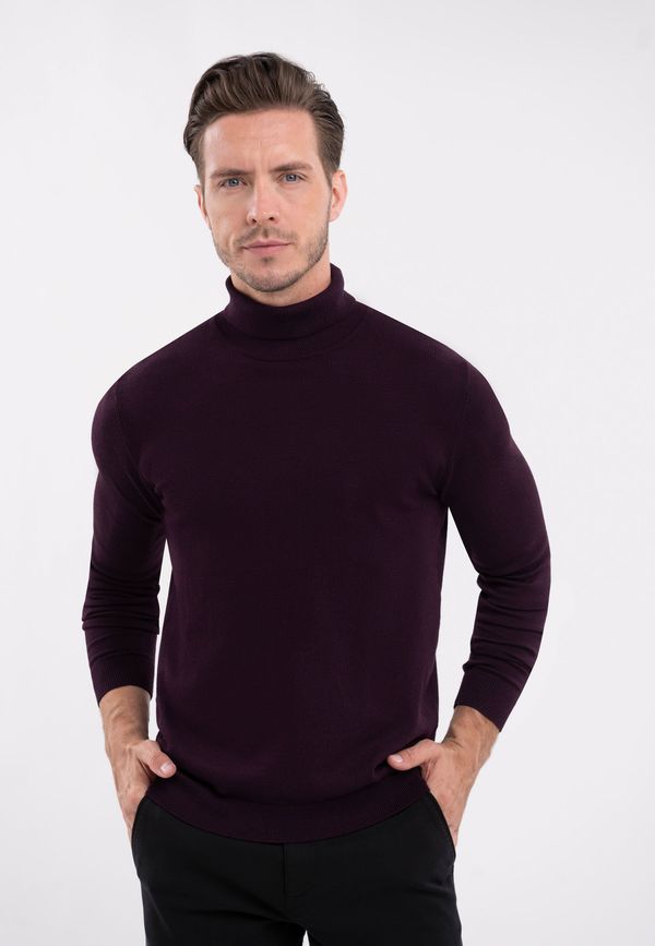 Volcano Volcano Man's Sweater S-Max Burgundy Melange