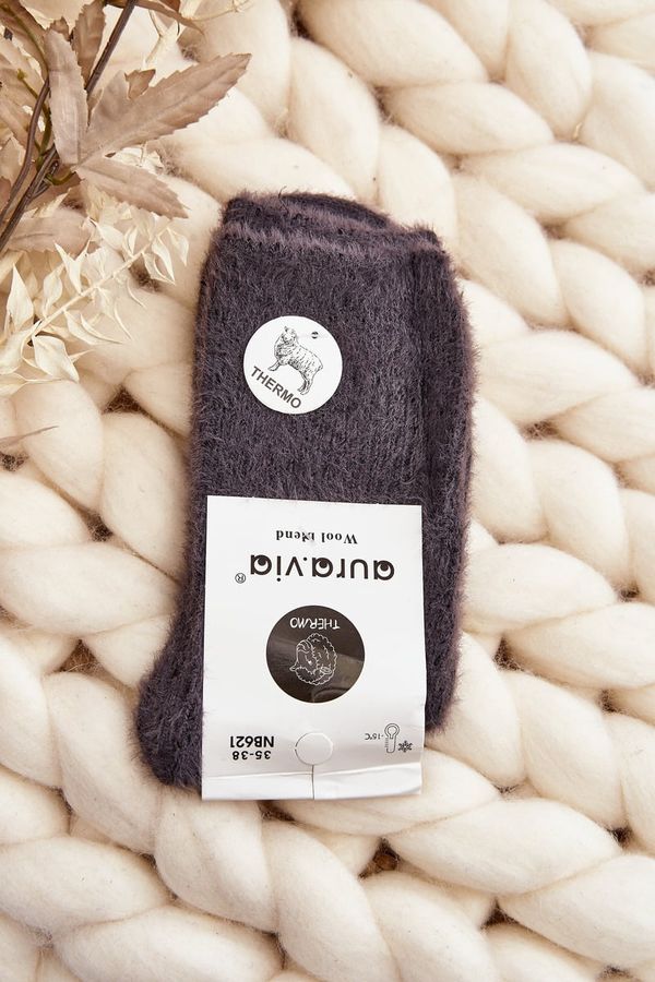 Kesi Warm smooth women's alpaca socks, dark grey