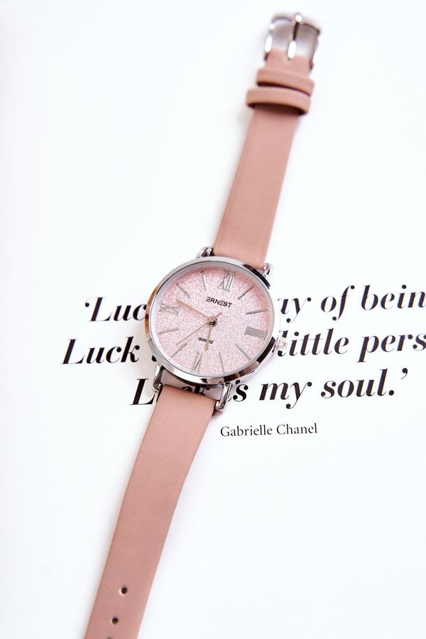 Ernest Watch On A Leather Strap Nickel Free ERNEST Dirty pink