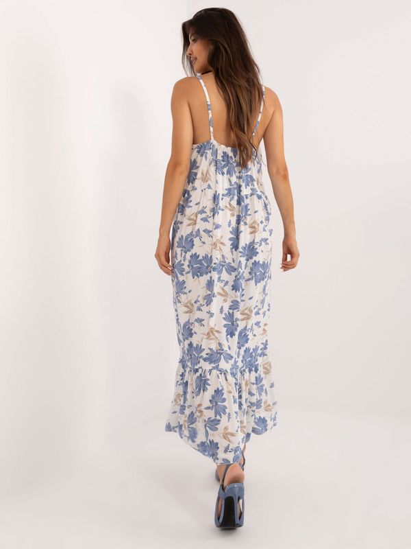 Fashionhunters White and blue long dress with straps