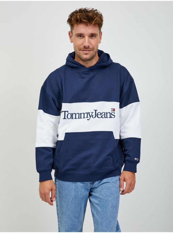 Tommy Hilfiger White and Blue Mens Hoodie Tommy Jeans - Men
