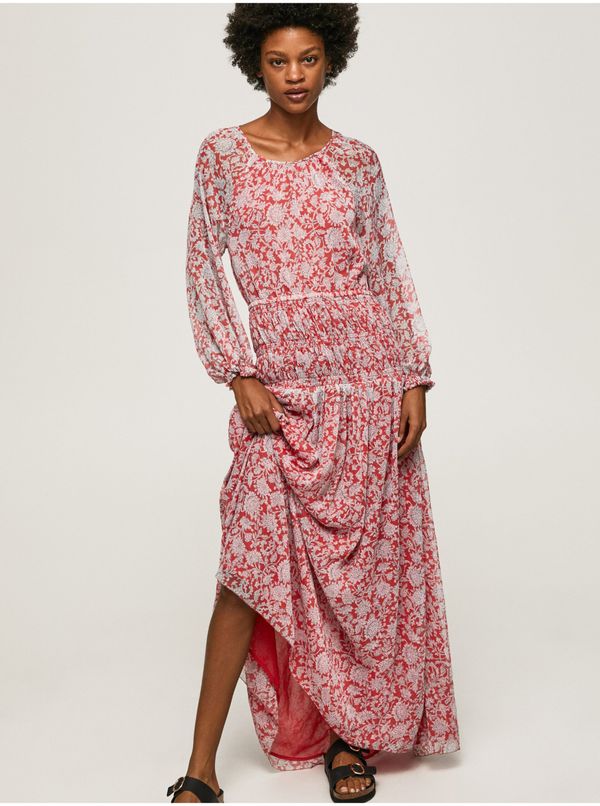 Pepe Jeans White and Red Women Patterned Maxi-dress Pepe Jeans - Women