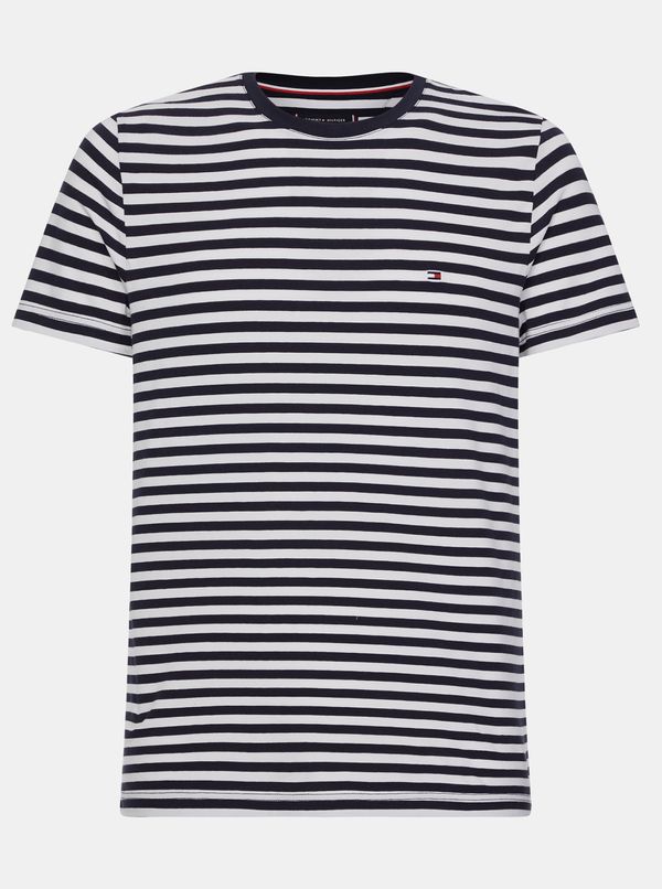 Tommy Hilfiger White-black men's striped basic t-shirt Tommy Hilfiger