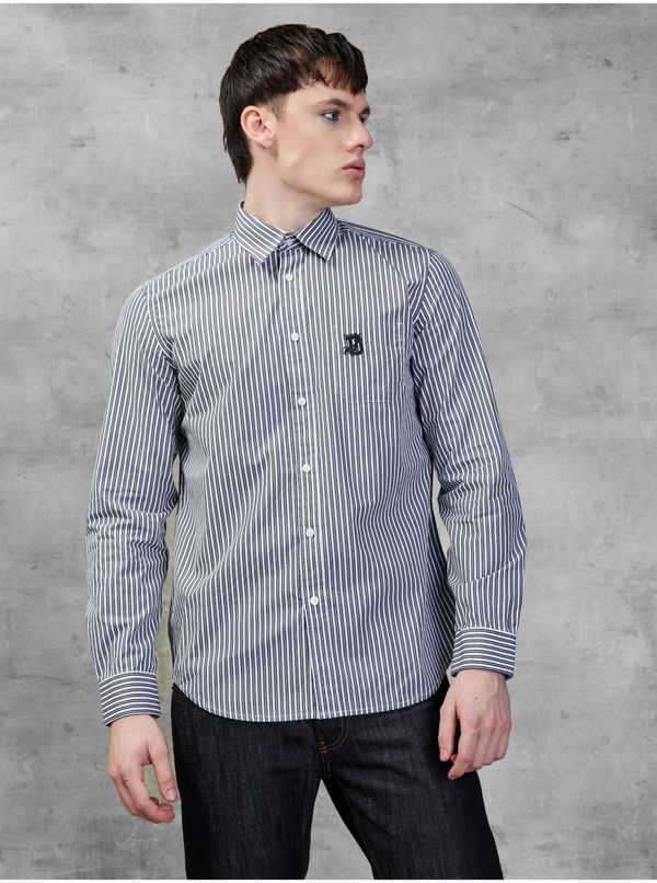 Diesel White-Black Men's Striped Shirt Diesel - Men's