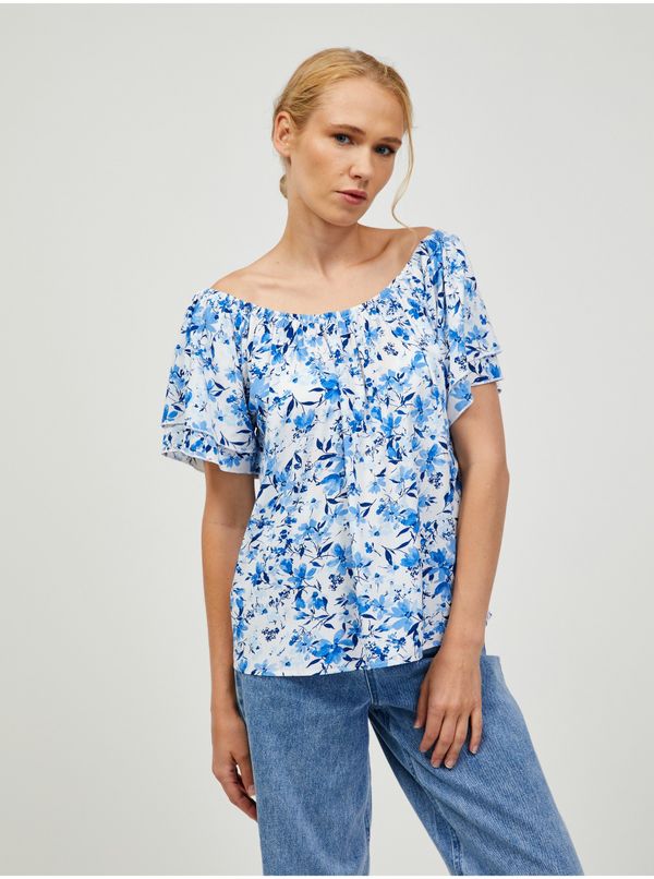 Orsay White-blue floral blouse ORSAY