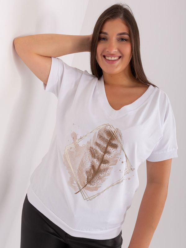 Fashionhunters White cotton blouse of larger size