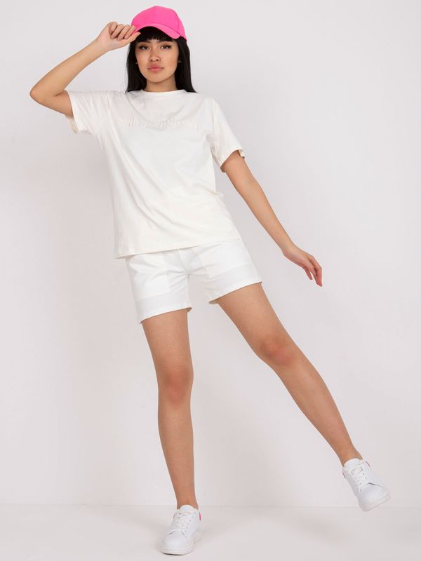 Fashionhunters White cotton summer set with T-shirt