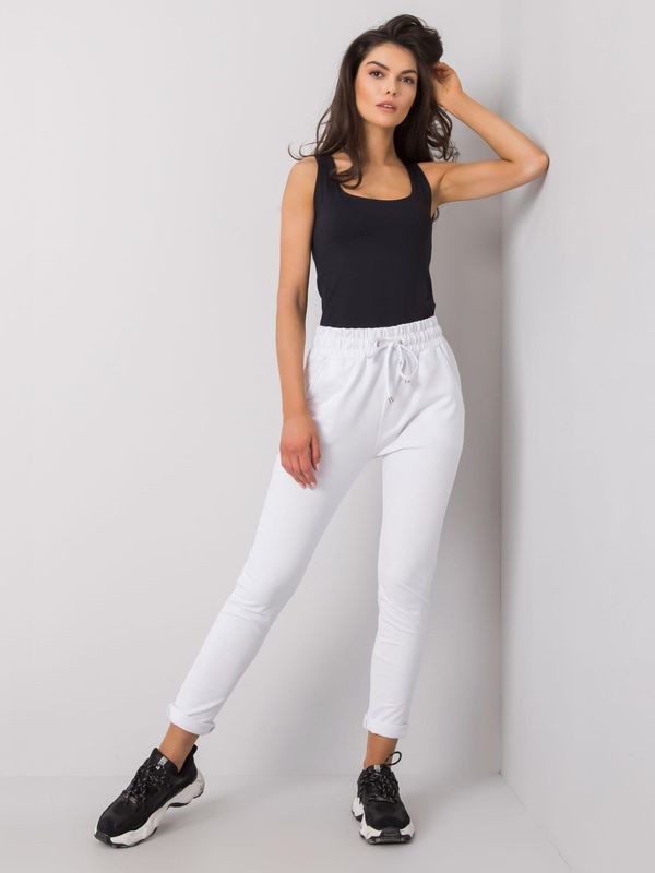 Fashionhunters White cotton sweatpants