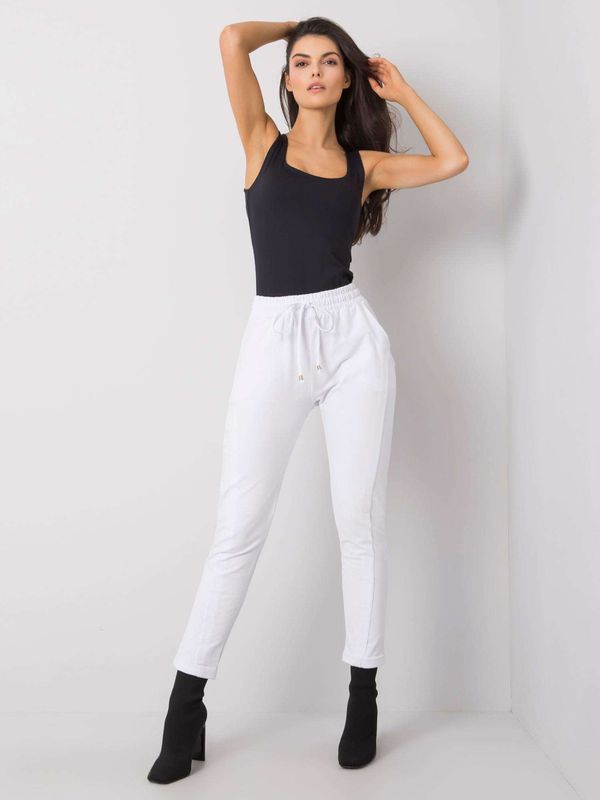 Fashionhunters White cotton sweatpants