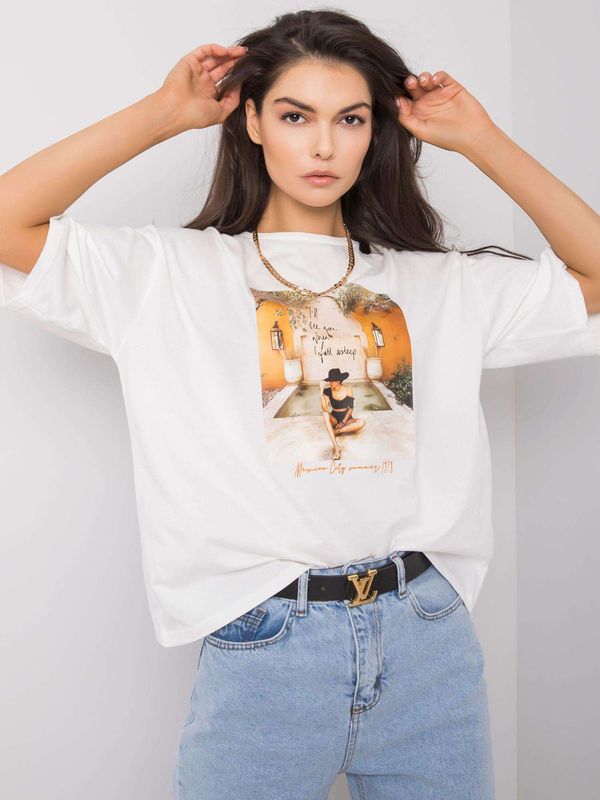 Fashionhunters White cotton T-shirt with print