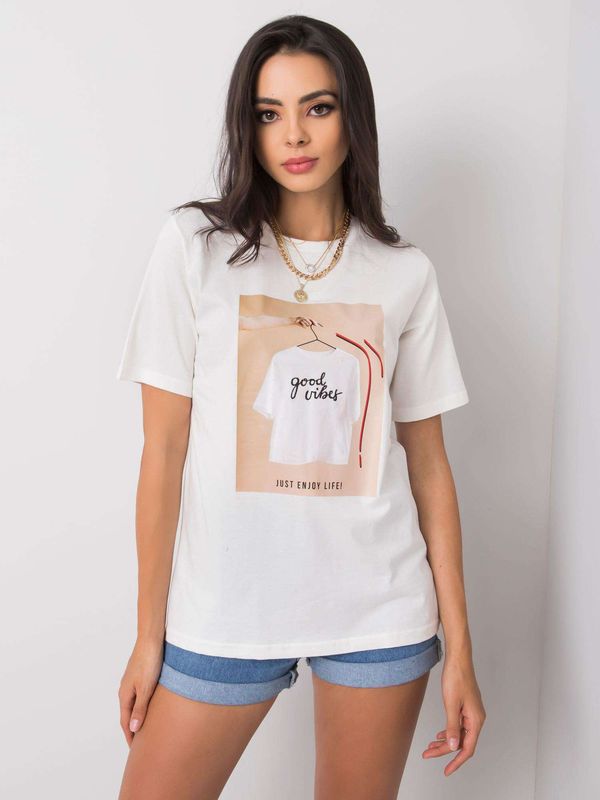 Fashionhunters White cotton T-shirt with print