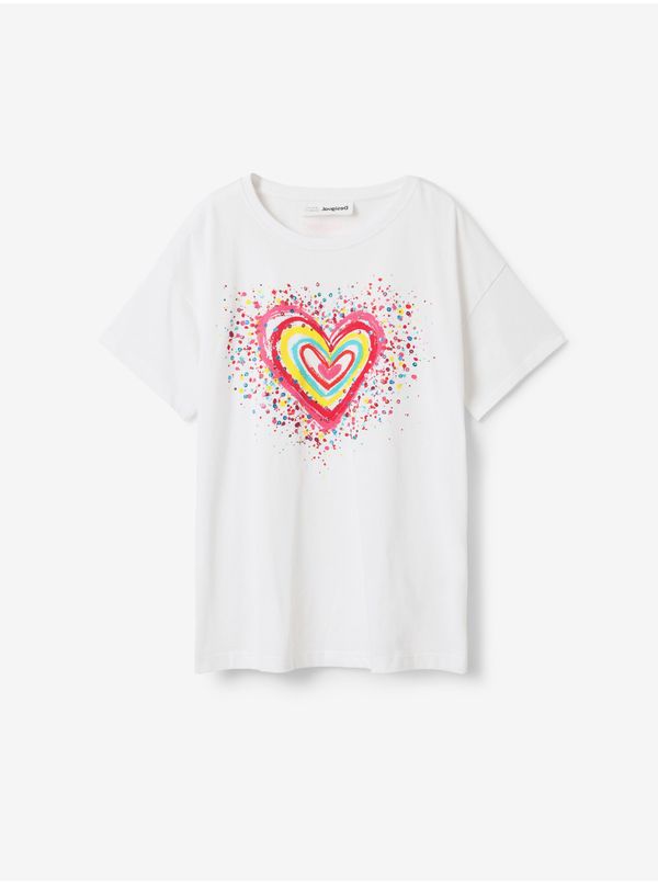 DESIGUAL White Girls' T-shirt Desigual Heart - Girls