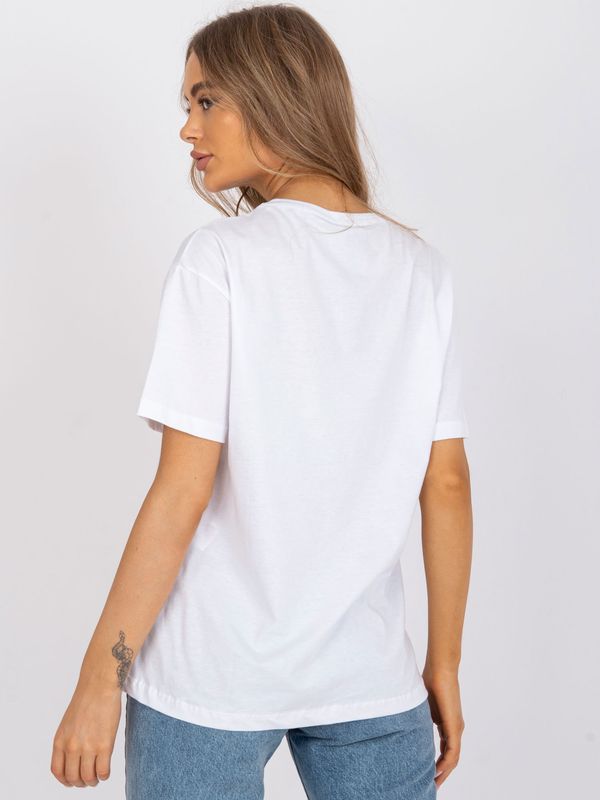 Fashionhunters White loose T-shirt with application and print
