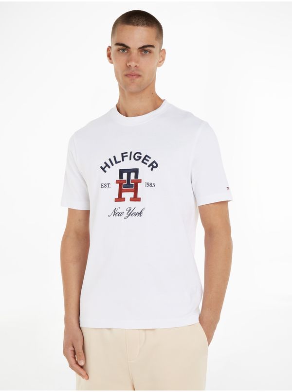 Tommy Hilfiger White Man T-Shirt Tommy Hilfiger Curved Monogram Tee - Men