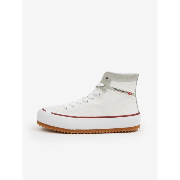 Diesel White Mens Ankle Sneakers with Suede Details Diesel - Men