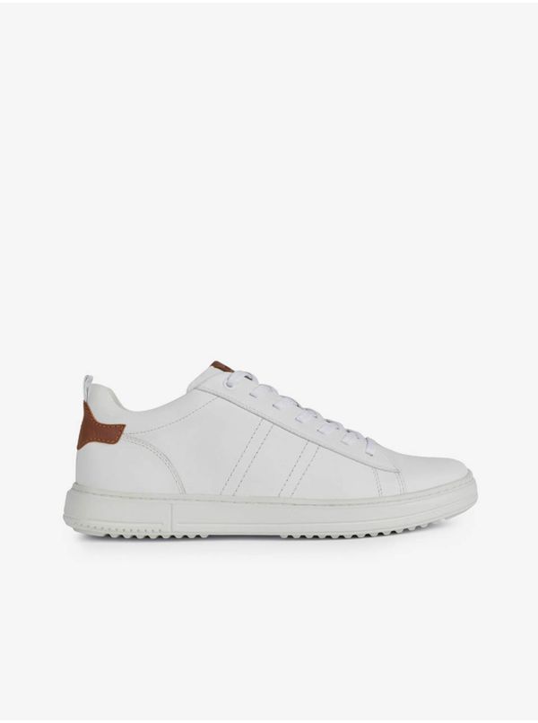 GEOX White Mens Leather Sneakers Geox Levico - Men