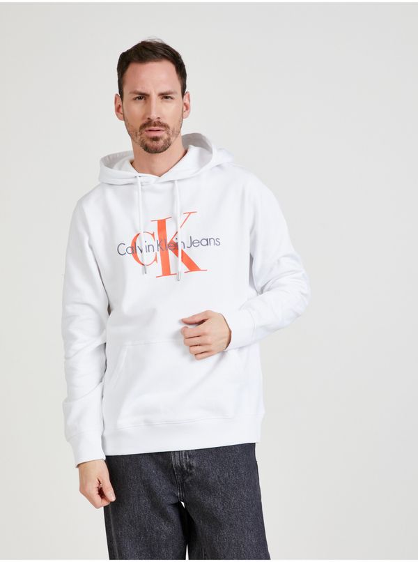 Calvin Klein White Men's Patterned Hoodie Calvin Klein Jeans - Men's