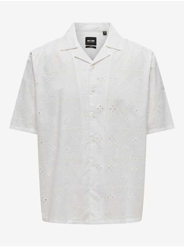 Only White Men's Patterned Shirt ONLY & SONS Ron - Men