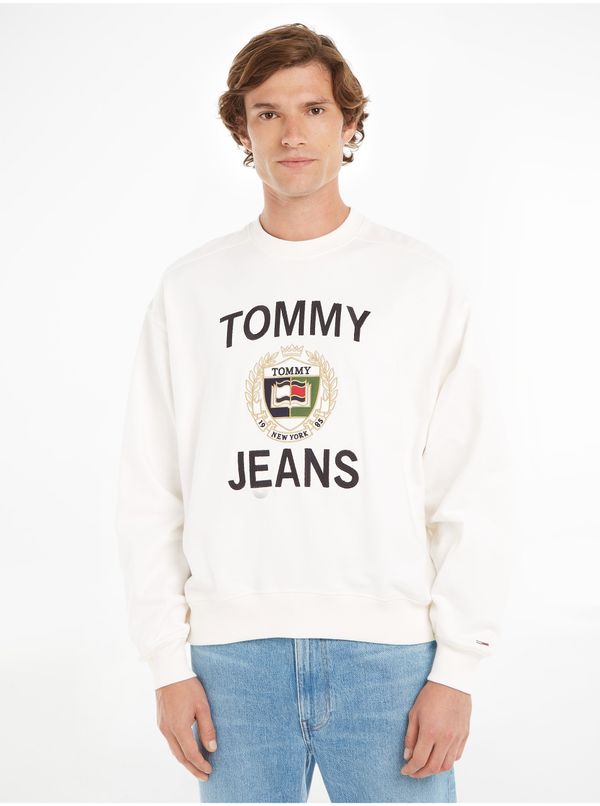 Tommy Hilfiger White Mens Sweatshirt Tommy Jeans Boxes Luxe Cre - Men