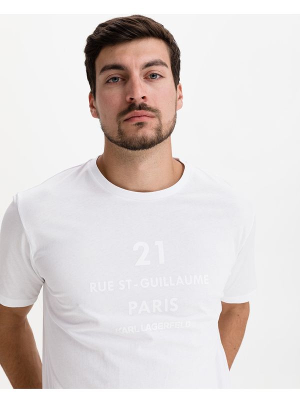 Karl Lagerfeld White Men's T-Shirt KARL LAGERFELD Rue St Guillaume - Men