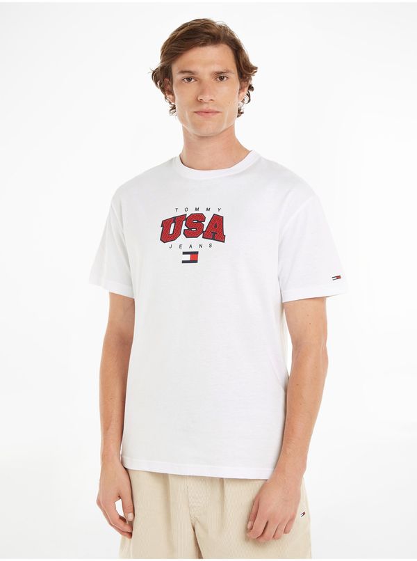 Tommy Hilfiger White Mens T-Shirt Tommy Jeans Modern Sport - Men